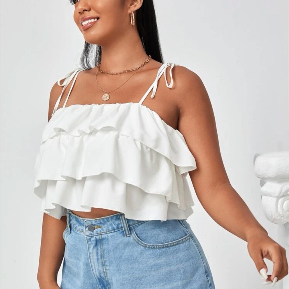 White Ruffle Top